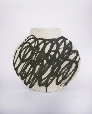 Ceramic Vase ‘Lune Circles' Black
