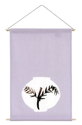 Wall Hanging - Traditional Korean Pottery with Bamboo Decoration / Purple