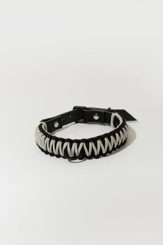 Maedeup (koreanische Knoten) Hundehalsband und Leine-Set – Schwarz und Weiß