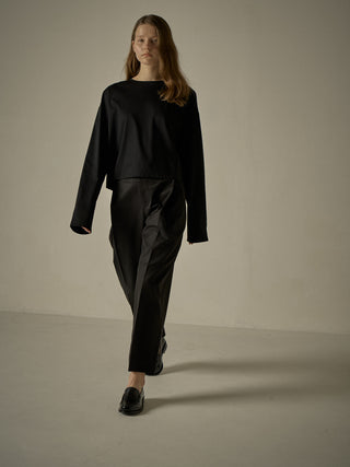 Silket Cotton Long Sleeve T-Shirt - Black