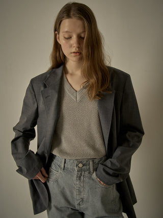 Summer-Wool Relaxed Jacket - Charcoal