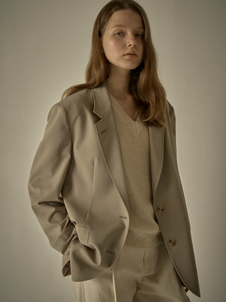 Summer-Wool Relaxed Jacket - Olive Beige