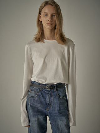 Langarm-T-Shirt aus Seiden-Baumwolle – Off White
