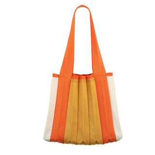 Knit Pleated 2-Way Shopper Bag made from Recycled Ocean Plastic - Hallabong Orange