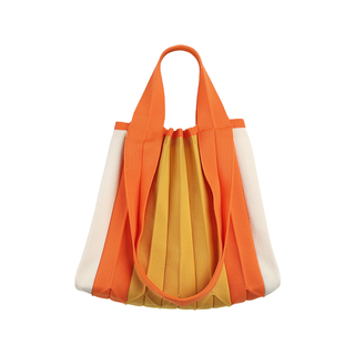 Knit Pleated 2-Way Shopper Bag made from Recycled Ocean Plastic - Hallabong Orange