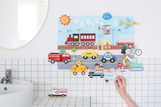 Kreatives Badespielzeug-Set (Badeaufkleber + Poster) - Autos