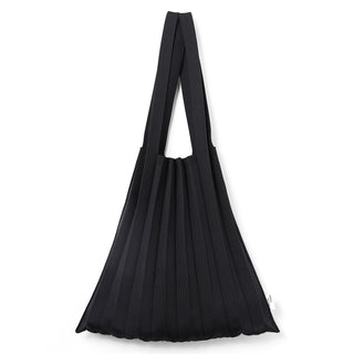 Knit Pleated Shoulder Bag made from Recycled Ocean Plastic - Black