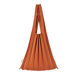 Knit Pleated Shoulder Bag made from Recycled Ocean Plastic - Caramel
