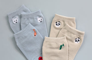 Set of 2.5 Low Cut Socks - Polar Bear & Panda