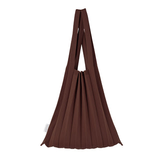 Knit Pleated Shoulder Bag made from Recycled Ocean Plastic - Chocolate