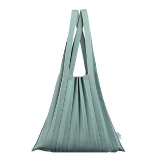 Knit Pleated Shoulder Bag made from Recycled Ocean Plastic - Sage