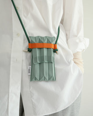 Knit Pleated Phone Bag made from Recycled Ocean Plastic - Flamingo